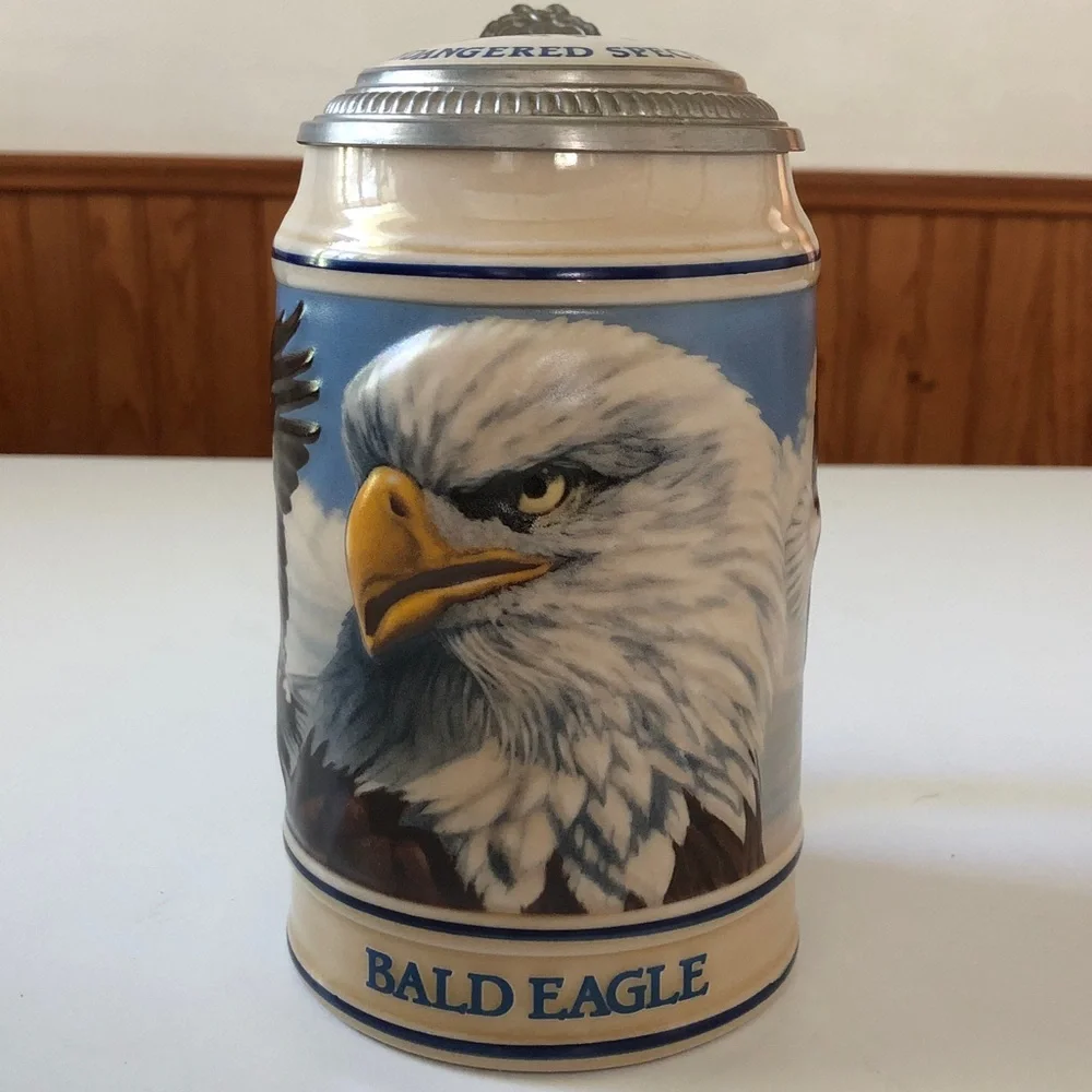 Vintage 1989 Budweiser Endangered Species Series Bald Eagle  Ceramic Stein CS106
